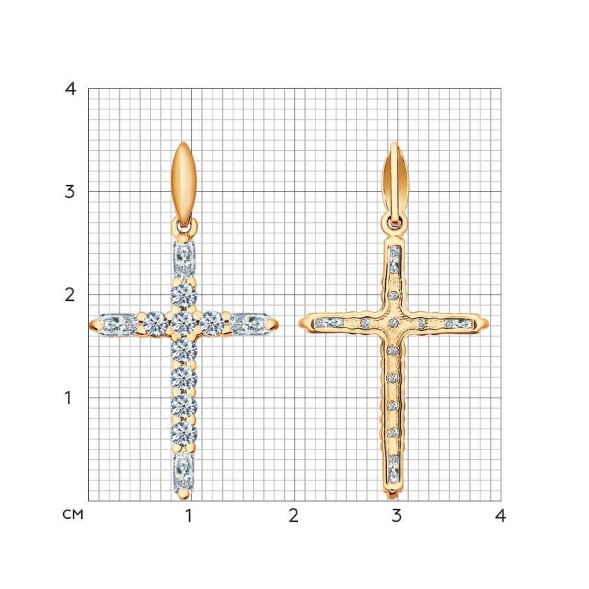 Крестик в позолоте с фианитами
