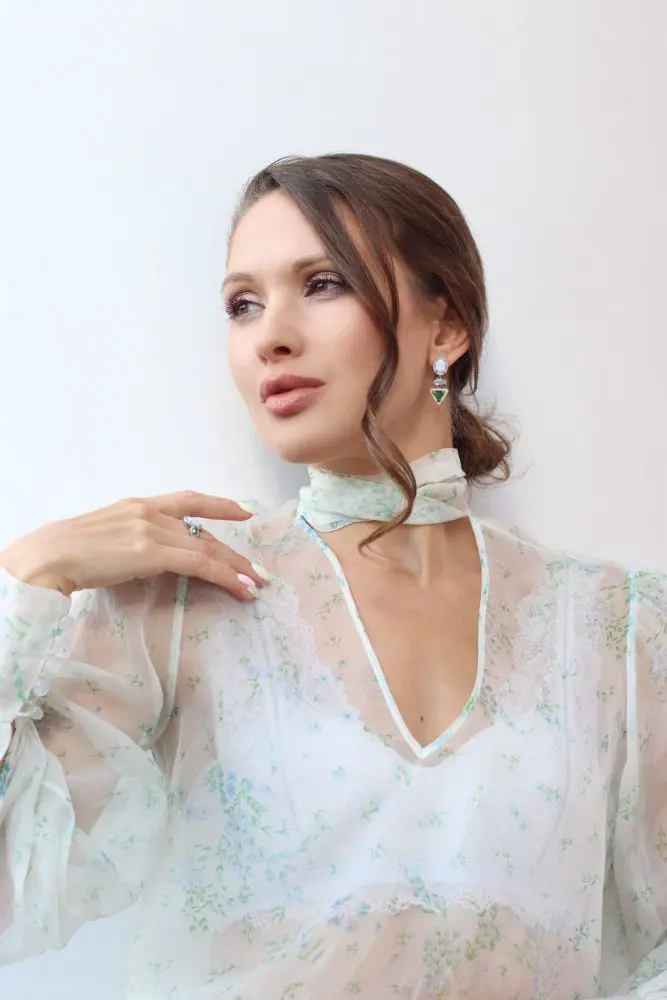 Серьги из серебра с опалом и ситаллом