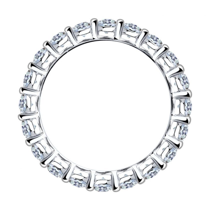 Кольцо-дорожка из серебра с белыми фианитами