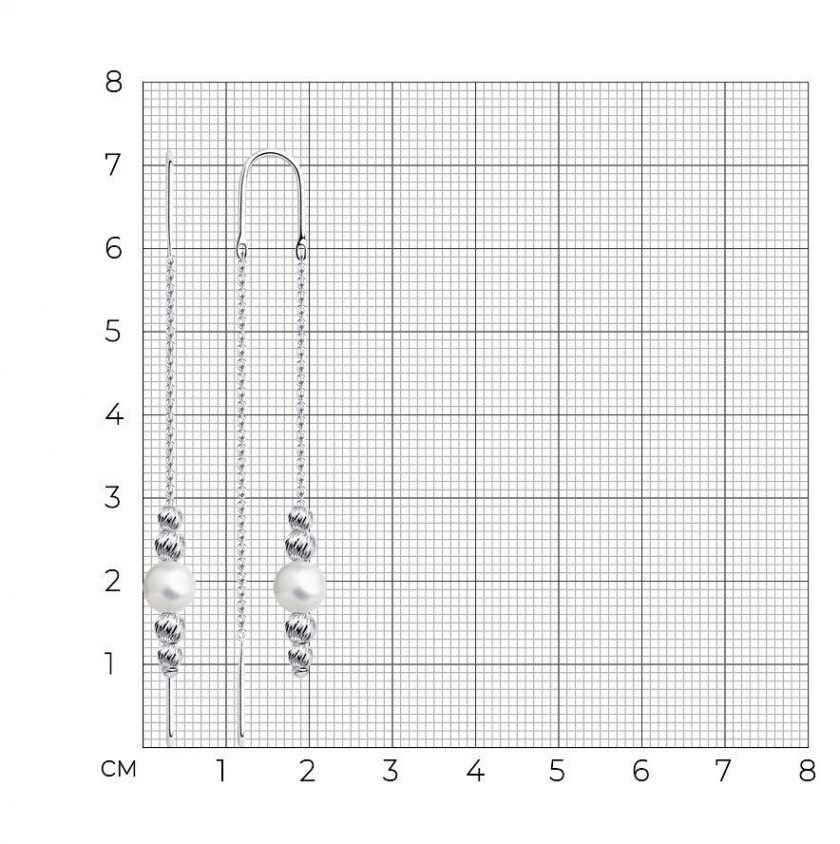 Удлиненные серьги из серебра с жемчугом