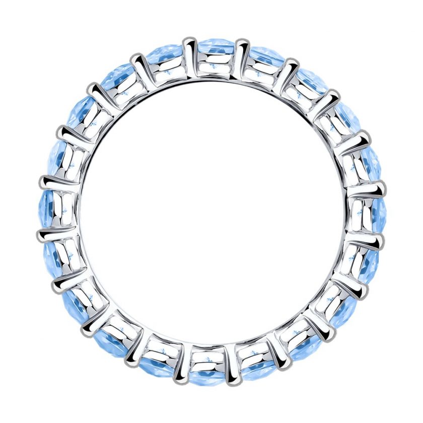Кольцо-дорожка из серебра с голубыми фианитами