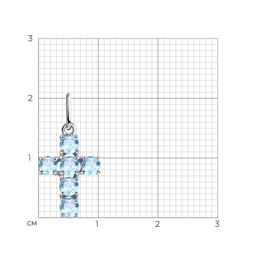 Крестик из серебра с топазом