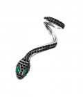 Кафф-змея из серебра с чёрными фианитами