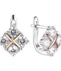 Серьги из серебра с фианитами и позолотой