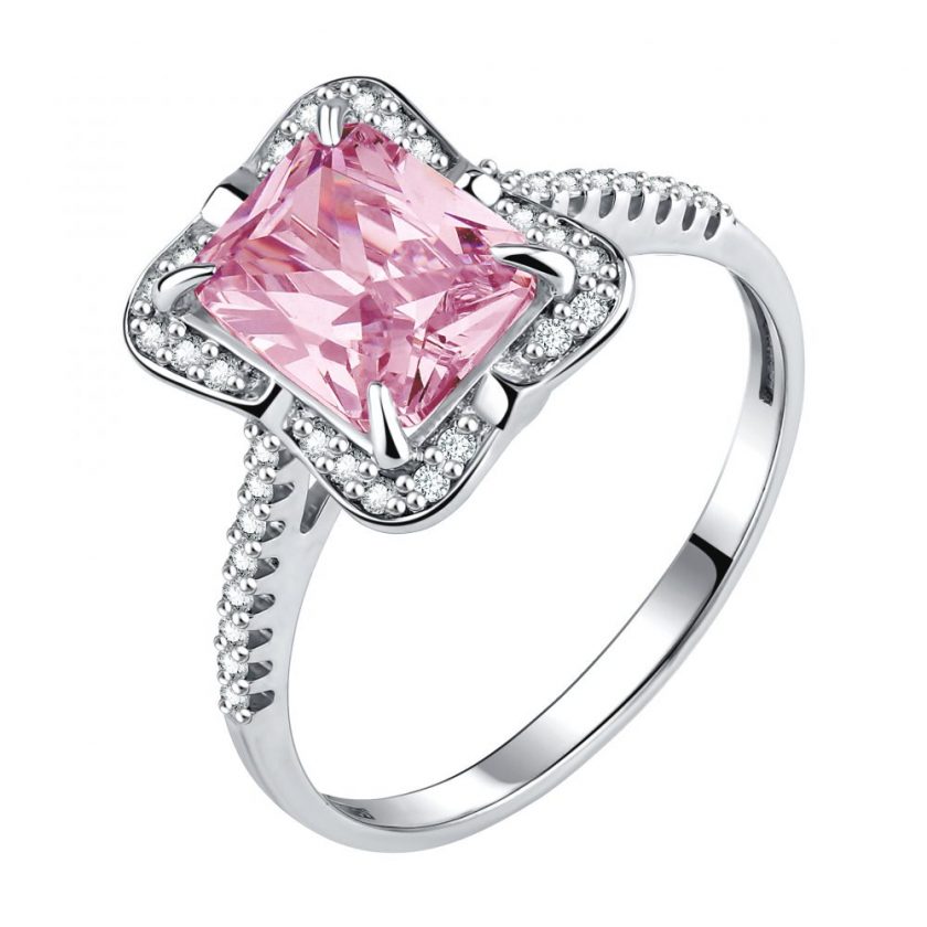 Кольцо с розовым фианитом