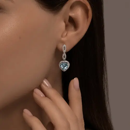 Серьги с топазами и фианитами