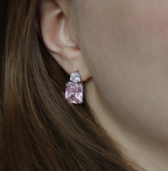 Серьги Tosya Premium с розовыми фианитами Diamond