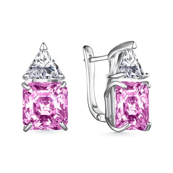 Серьги Tosya Premium с розовыми фианитами Diamond
