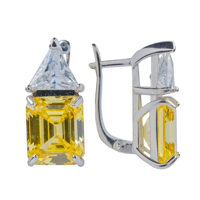 Серьги Tosya Premium с желтыми фианитами Diamond